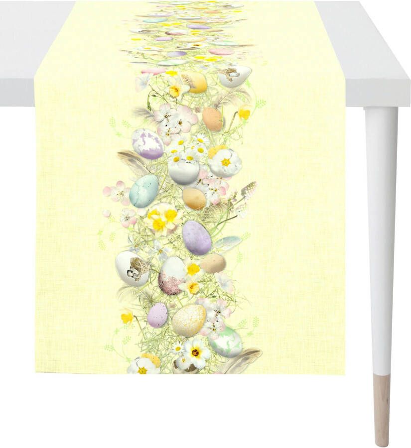 APELT Tafelloper 6810 HAPPY EASTER Paasdecoratie Pasen Digitale print modieus ontwerp met paaseieren en bloemen (1 stuk)