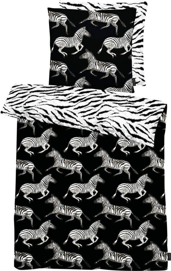 APELT Tweezijdig te gebruiken overtrekset Theo Ingenieus geschilderde zebra s en aan de achterkant met zebramotief (2-delig)