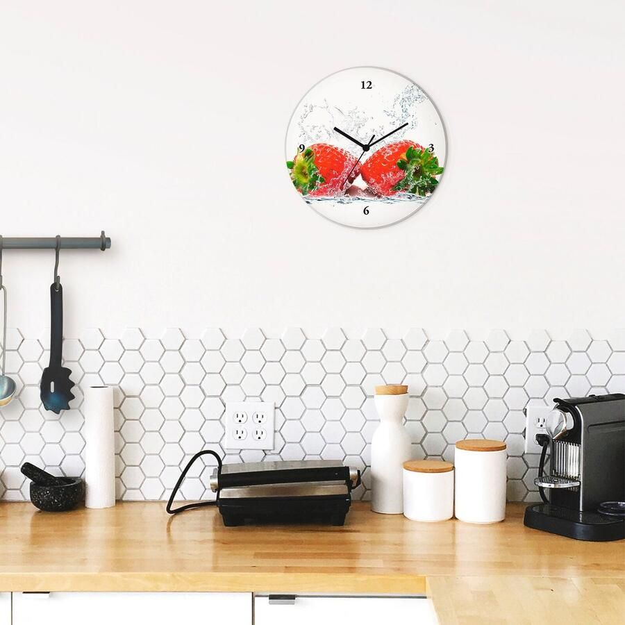 Artland Wandklok Aardbeien met prikwater