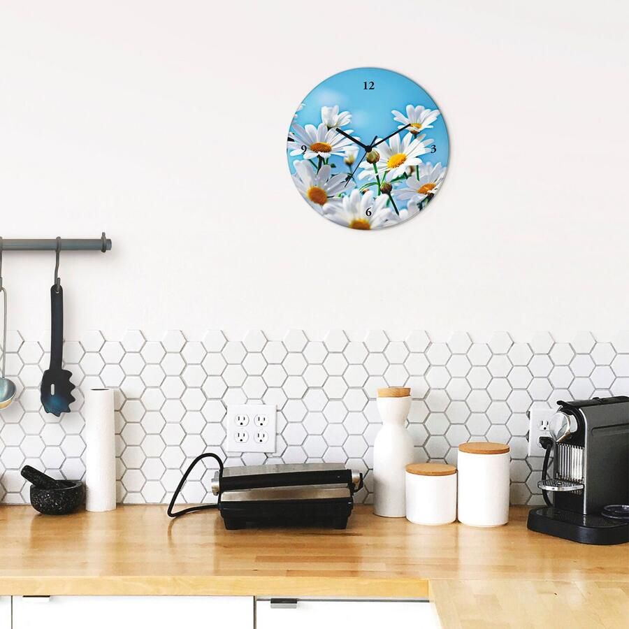 Artland Wandklok Bloemen margrieten