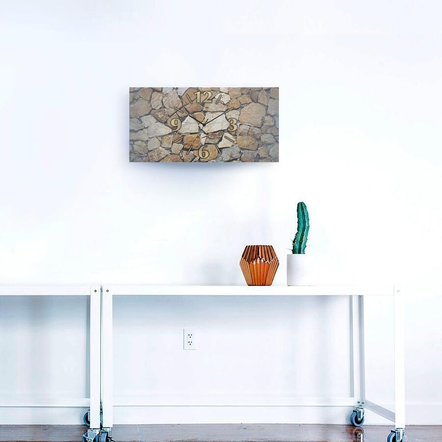 Artland Wandklok Bruine stenen muur