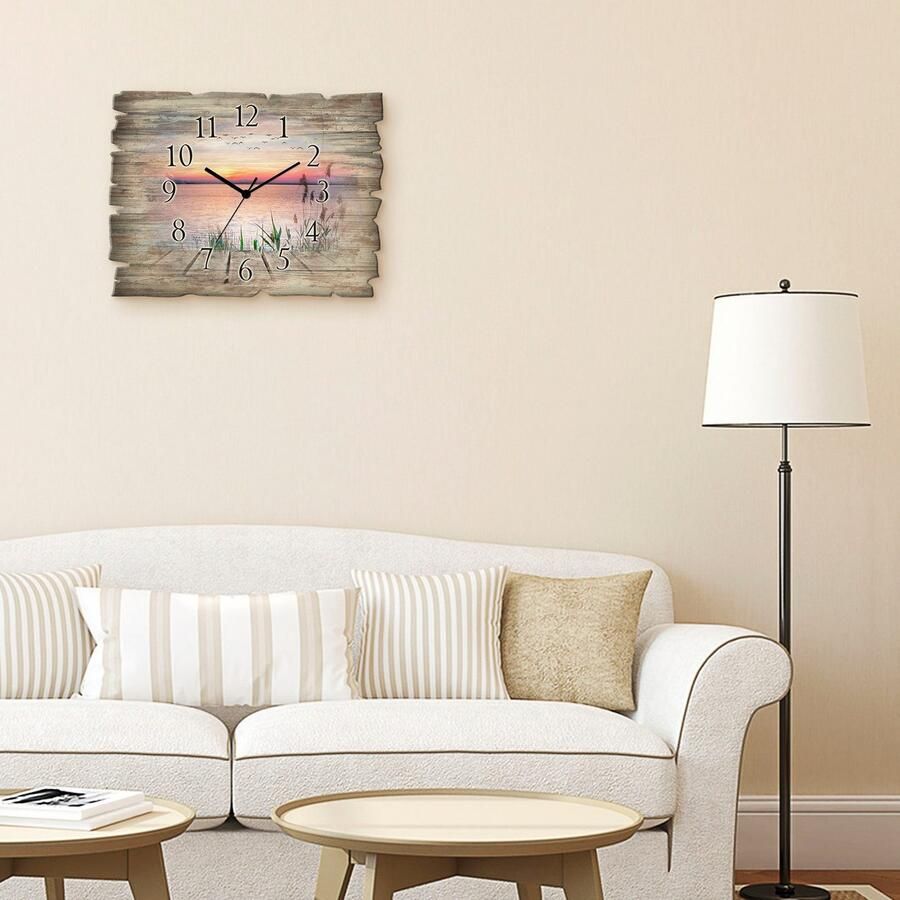 Artland Wandklok Het meer in de kleuren van de wolken