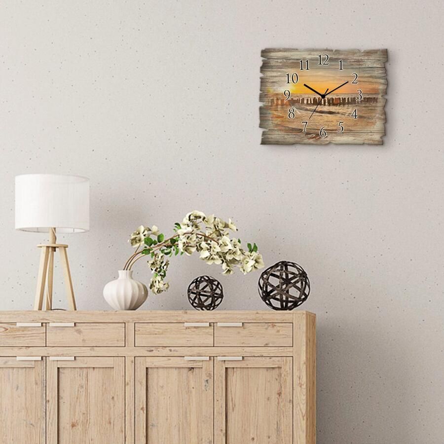 Artland Wandklok Mooie zonsondergang aan het strand