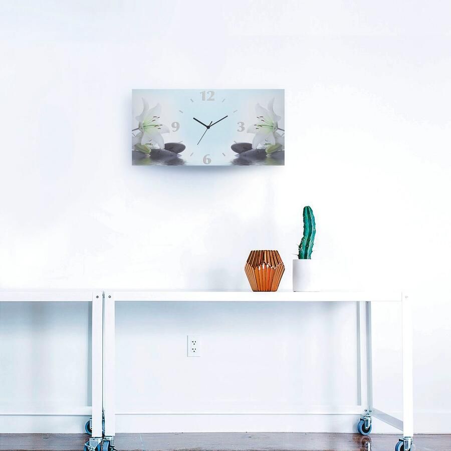 Artland Wandklok Nadonna lelies en spa stenen in het water