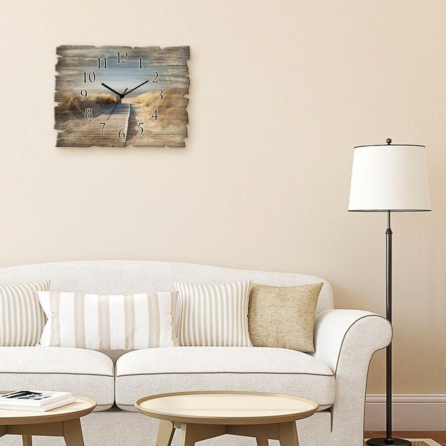 Artland Wandklok Noordzeestrand op Langeoog pier