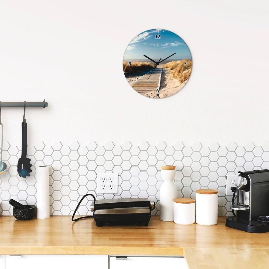 Artland Wandklok Noordzeestrand op Langeoog pier
