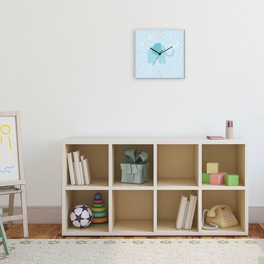 Artland Wandklok Olifant op blauw