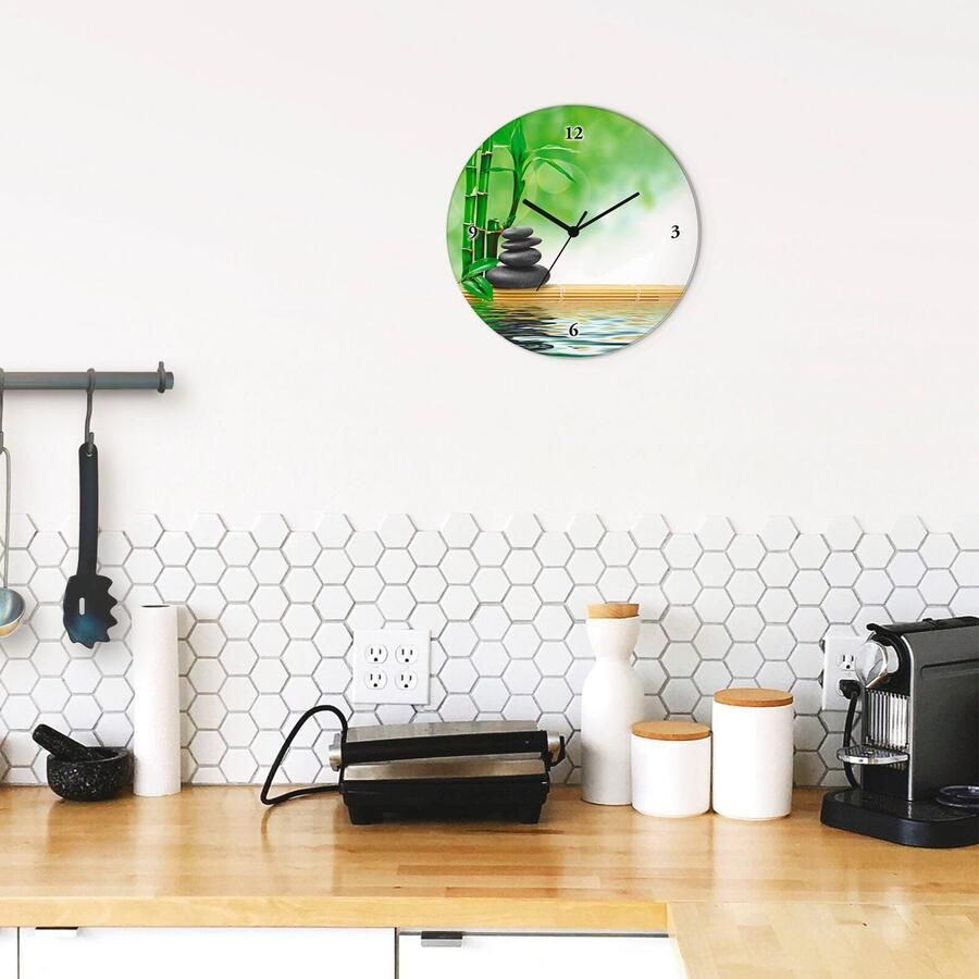 Artland Wandklok Spa concept zen basaltstenen