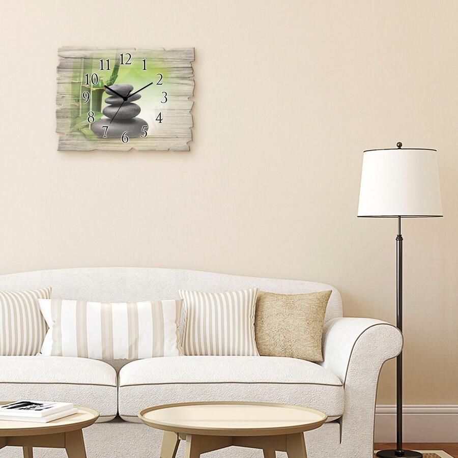 Artland Wandklok Spa concept zen basaltstenen