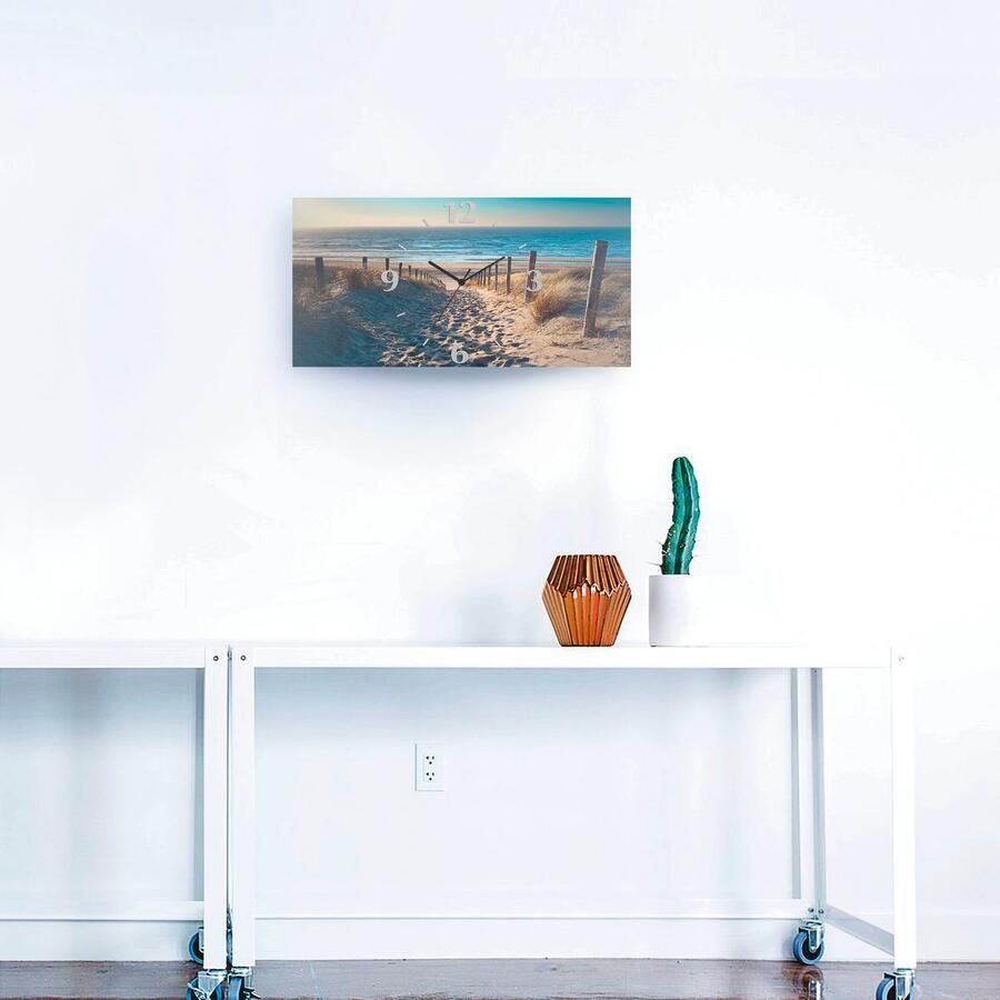 Artland Wandklok Weg naar het Noordzeestrand zonsondergang