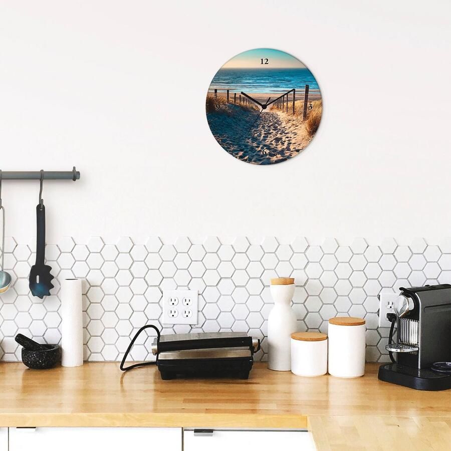 Artland Wandklok Weg naar het Noordzeestrand zonsondergang
