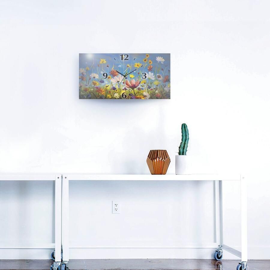 Artland Wandklok Weide met wilde bloemen