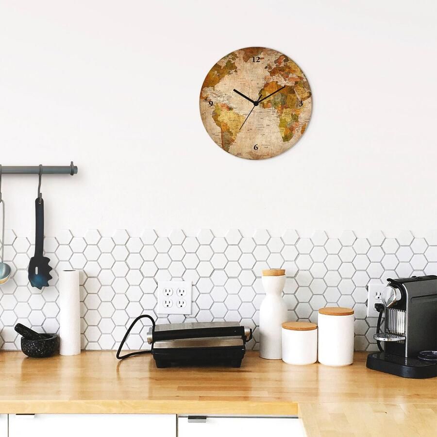 Artland Wandklok Wereldkaart