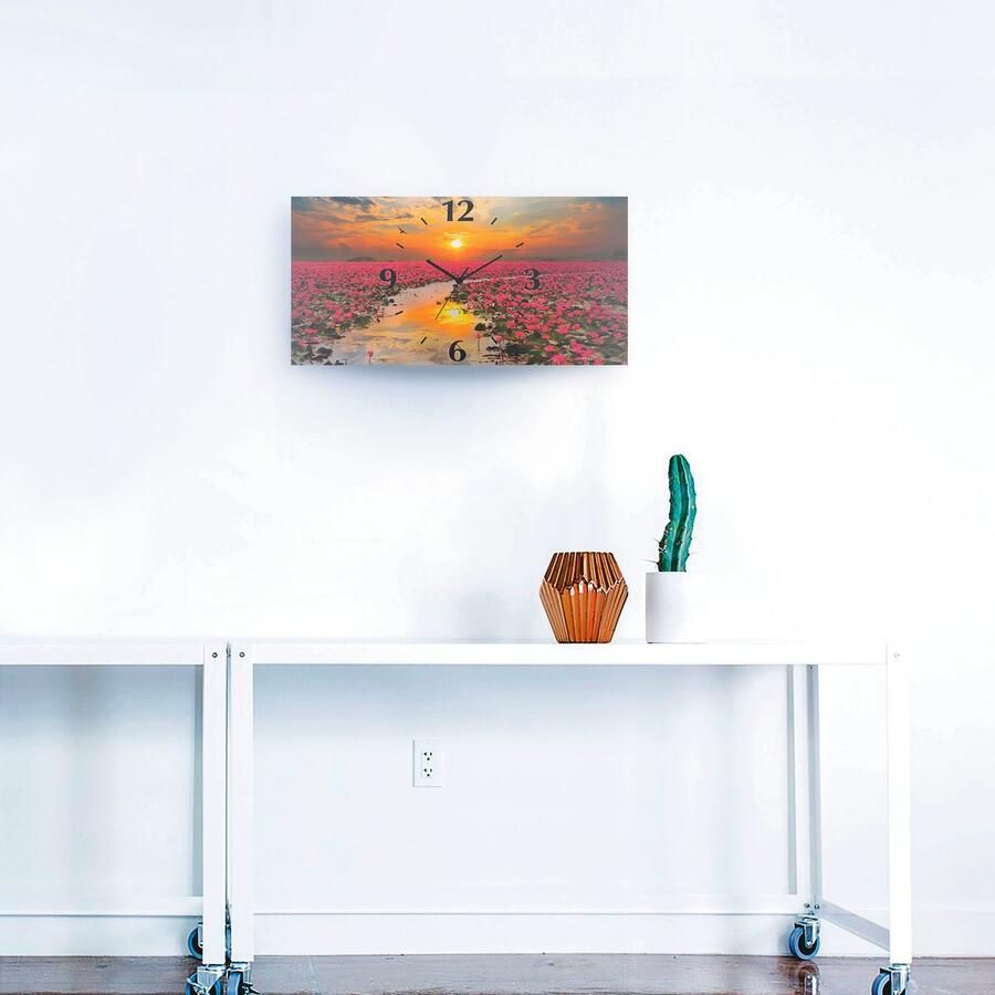 Artland Wandklok Zonneschijn bloeiende lotusbloem