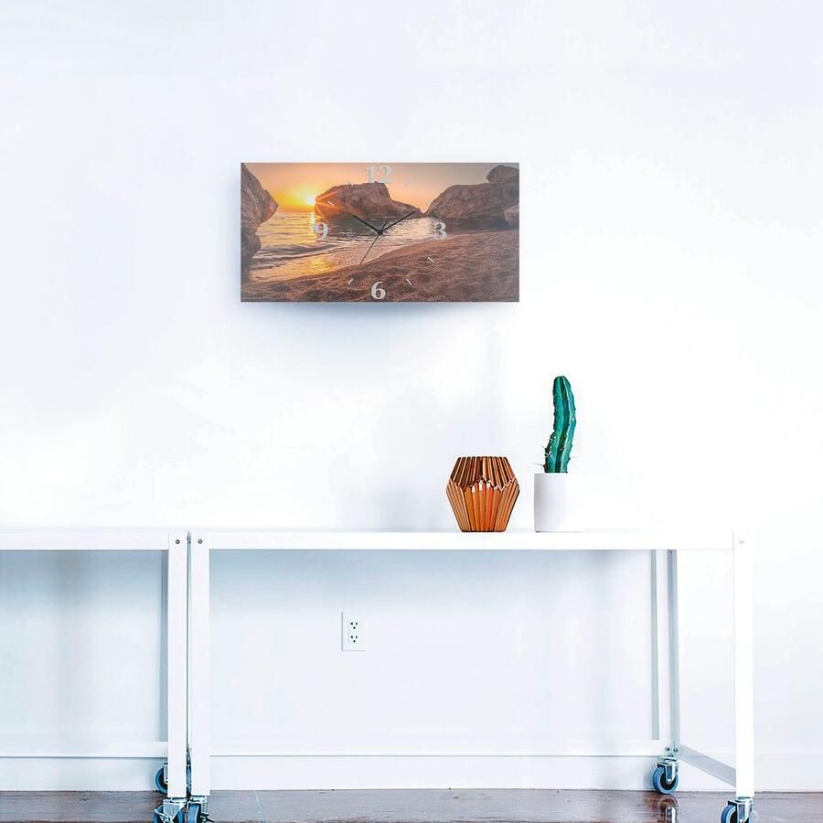 Artland Wandklok Zonsondergang en strand