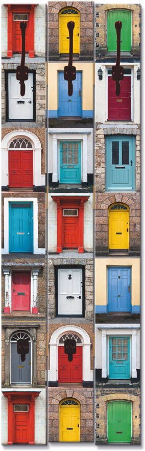 Artland Kapstok Fotocollage van 32 kleurrijke voordeuren gedeeltelijk gemonteerd