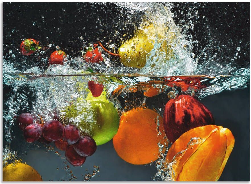 Artland Keukenwand Fruit in opspattend water Aluminium spatscherm met plakband gemakkelijke montage