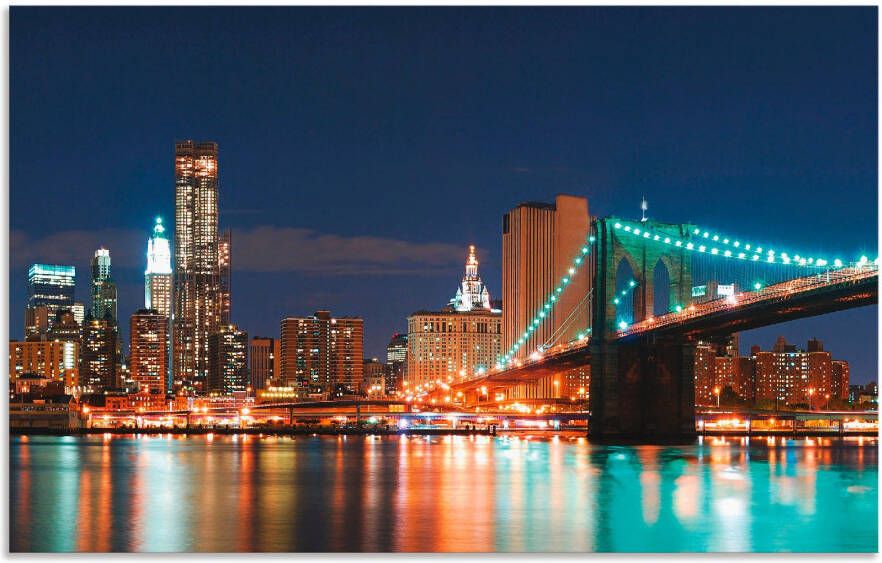Artland Keukenwand New York skyline Brooklyn Bridge Aluminium spatscherm met plakband gemakkelijke montage