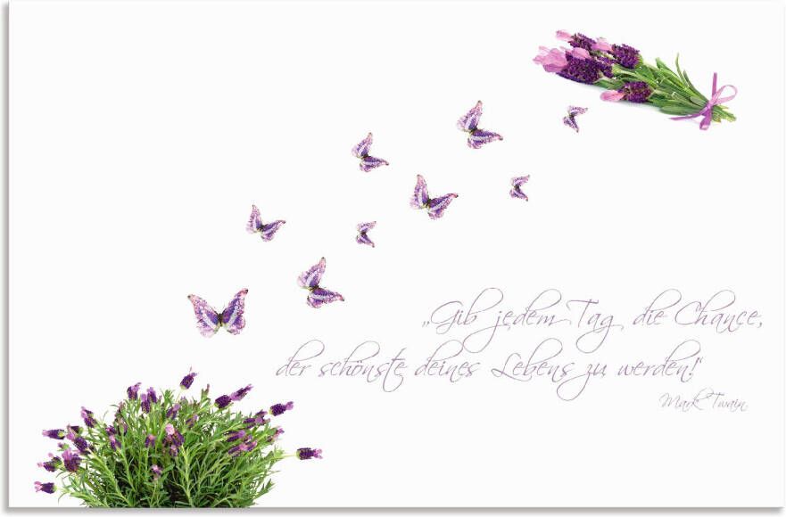 Artland Keukenwand Paars Vlinders op lavendel Aluminium spatscherm met plakband gemakkelijke montage
