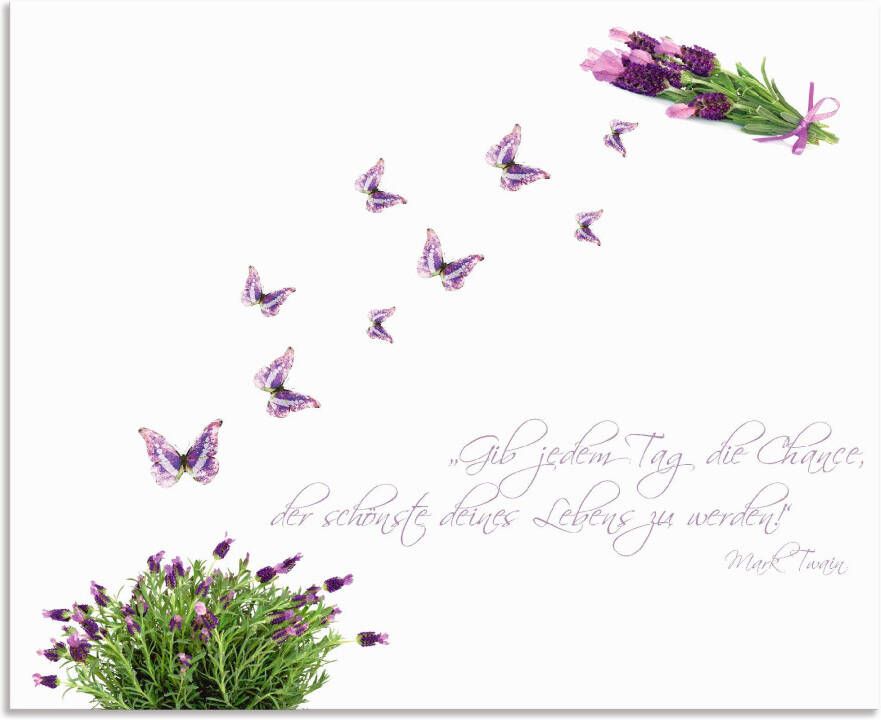 Artland Keukenwand Paars Vlinders op lavendel Aluminium spatscherm met plakband gemakkelijke montage