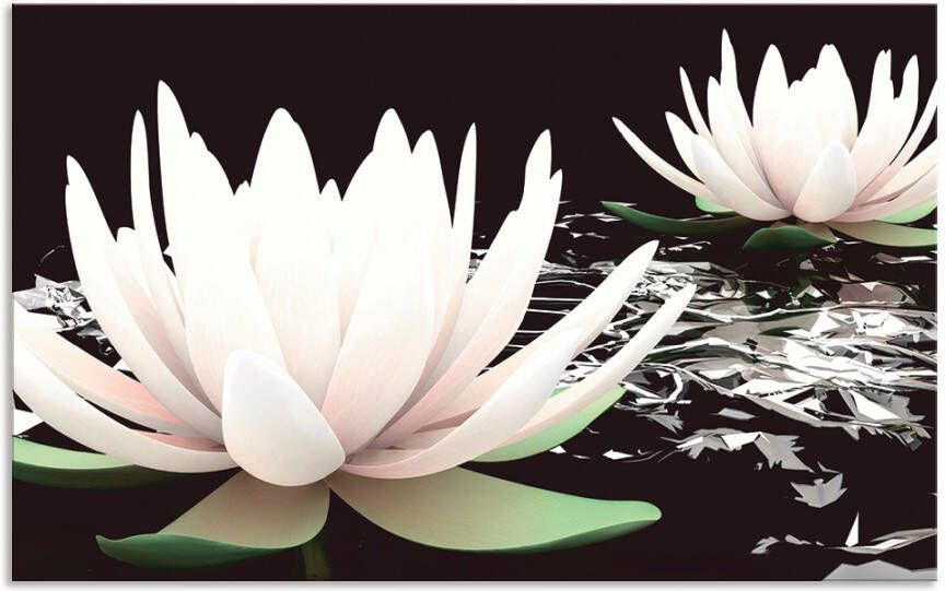 Artland Keukenwand Twee lotusbloemen op het water Aluminium spatscherm met plakband gemakkelijke montage