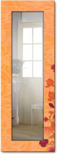 Artland Sierspiegel Bloemen oranje ingelijste spiegel voor het hele lichaam met motiefrand geschikt voor kleine smalle hal halspiegel mirror spiegel omrand om op te hangen