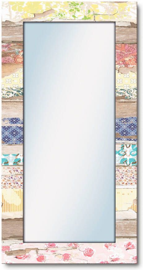 Artland Sierspiegel Verschillende motieven op hout spiegel met lijst voor het hele lichaam wandspiegel met motiefrand modern