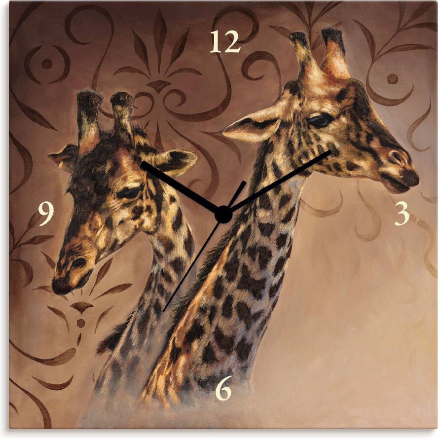 Artland Wandklok Giraffen optioneel verkrijgbaar met kwarts- of radiografisch uurwerk geruisloos zonder tikkend geluid