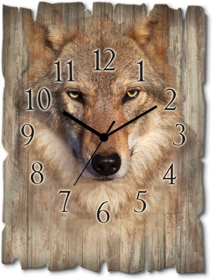 Artland Wandklok Wolf optioneel verkrijgbaar met kwarts- of radiografisch uurwerk geruisloos zonder tikkend geluid