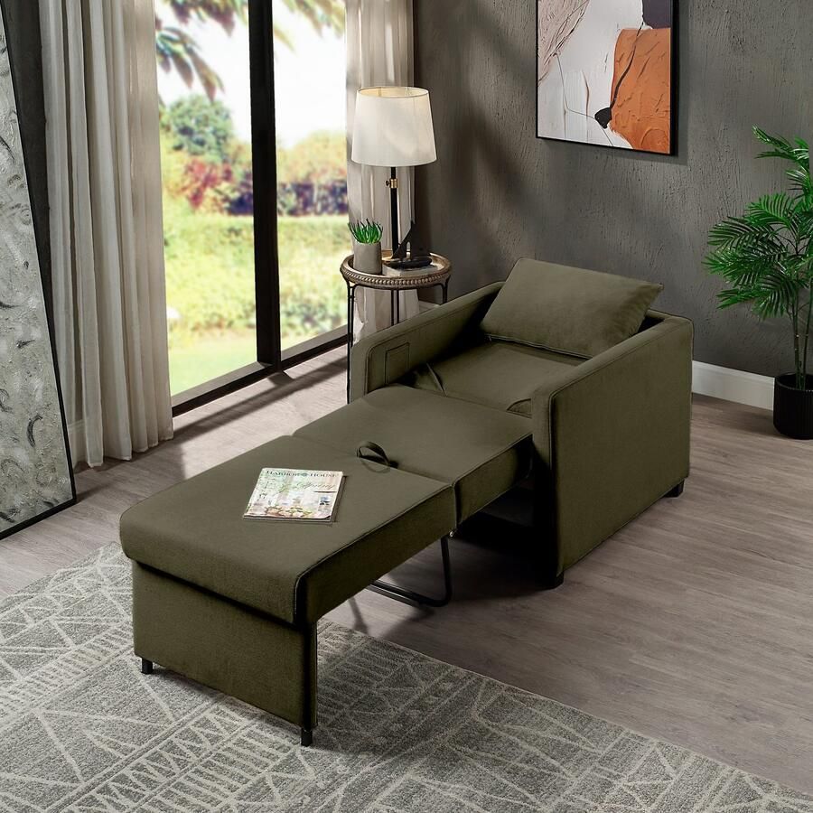 ATLANTIC home collection Relaxfauteuil Jerry met slaapfunctie als logeerbed en inclusief kussens