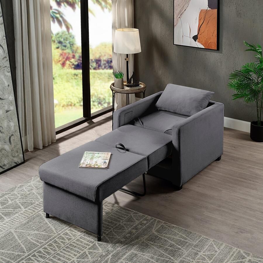 ATLANTIC home collection Relaxfauteuil Jerry met slaapfunctie als logeerbed en inclusief kussens