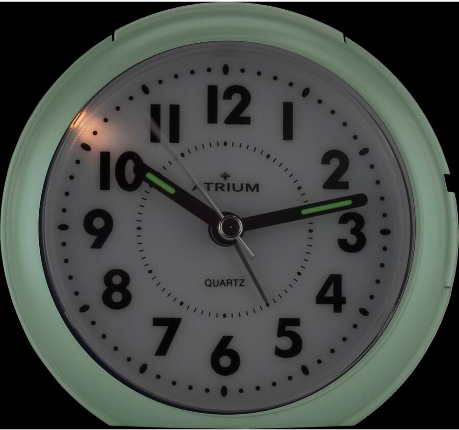 Atrium Wekker Analoog Zonder Tikgeluid Licht Wijzerplaatverlichting Opbouwend alarmsignaal Snooze Glow in the dark wijzers Grote knoppen Duidelijk Quartz Uurwerk Mintgroen A240-13