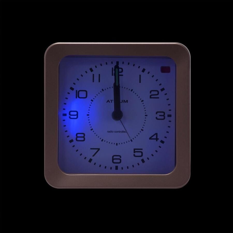 Atrium Wekker Analoog Radiogestuurd Alarm Brons Licht Verlichte wijzers Opbouwend Alarmsignaal Snooze Duidelijk Quartz uurwerk A660-17