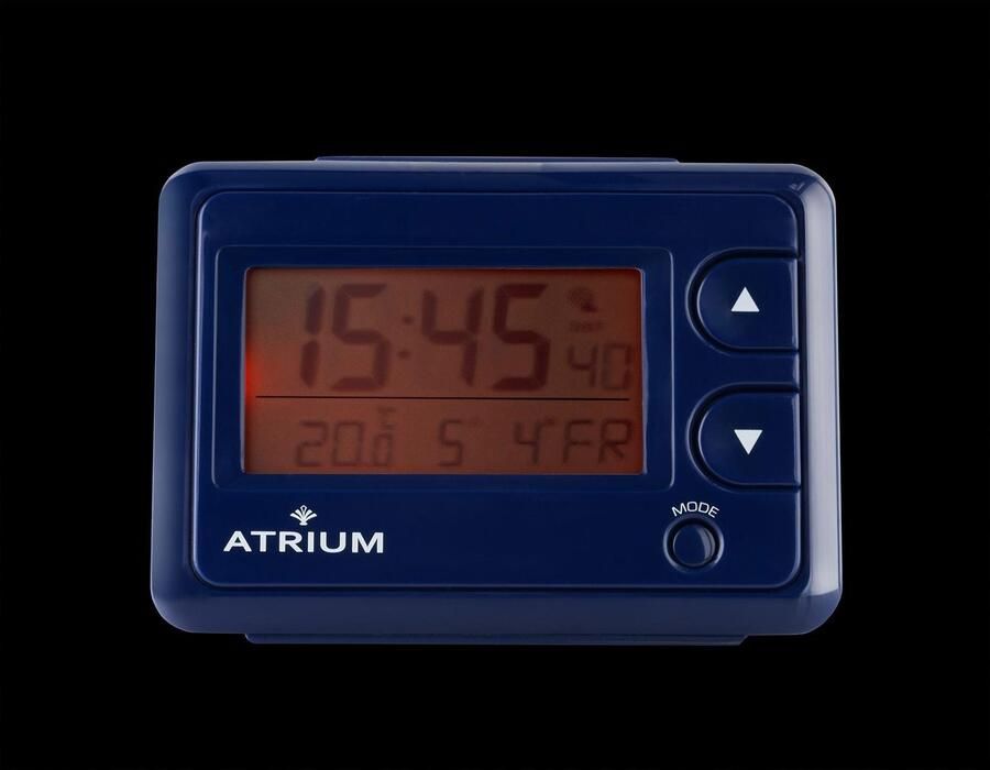 Atrium Wekker Digitaal Radiogestuurd Alarm Blauw Licht Opbouwend Alarmsignaal Snooze Duidelijk Wektijd Datum Weekdag Binnentemperatuur A720-5