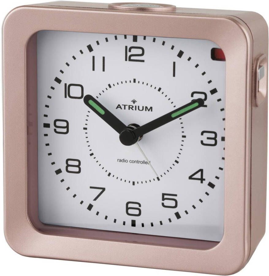 Atrium Wekker Analoog Radiogestuurd Alarm Brons Licht Verlichte wijzers Opbouwend Alarmsignaal Snooze Duidelijk Quartz uurwerk A660-17