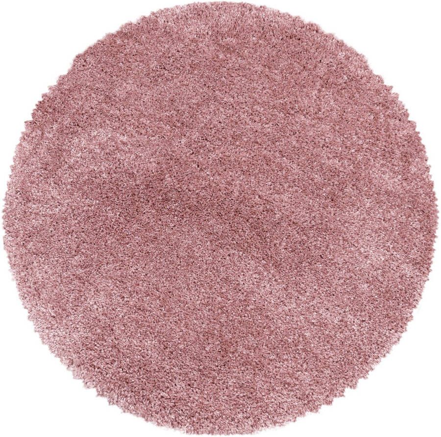 Adana Carpets Rond hoogpolig vloerkleed Fuzzy Roze Ø 160cm