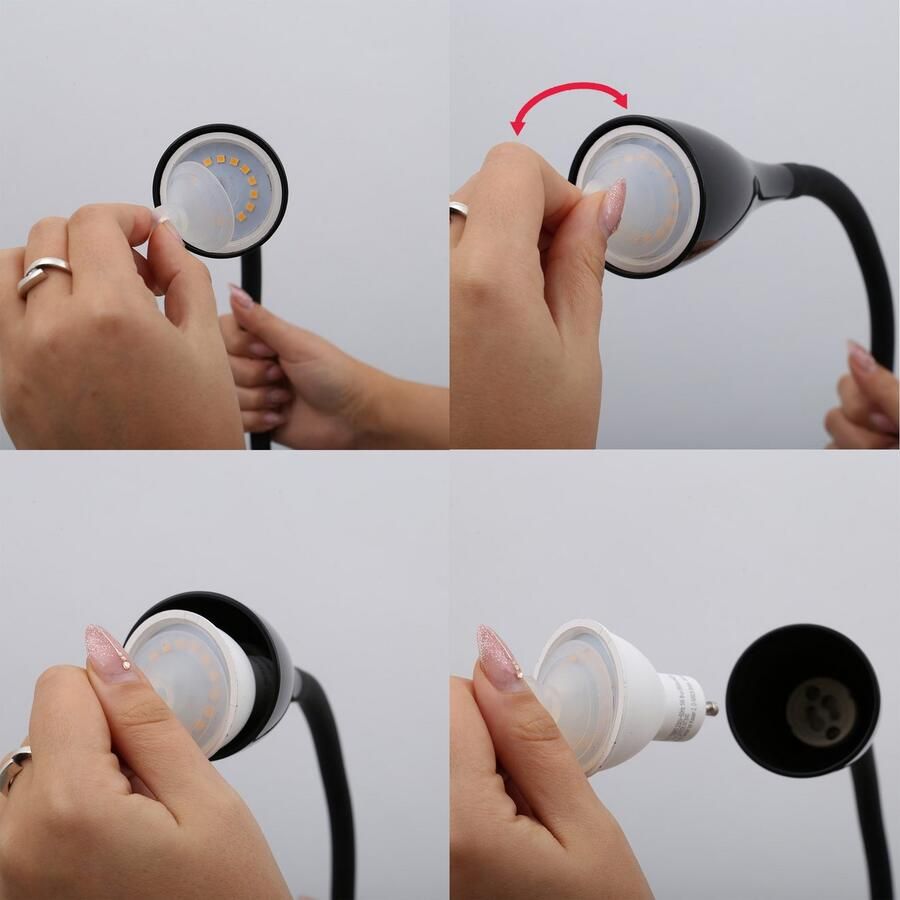 B.K.Licht Led-klemlamp Sirius 3-traps dimbaar flexibele gooseneck met siliconen coating