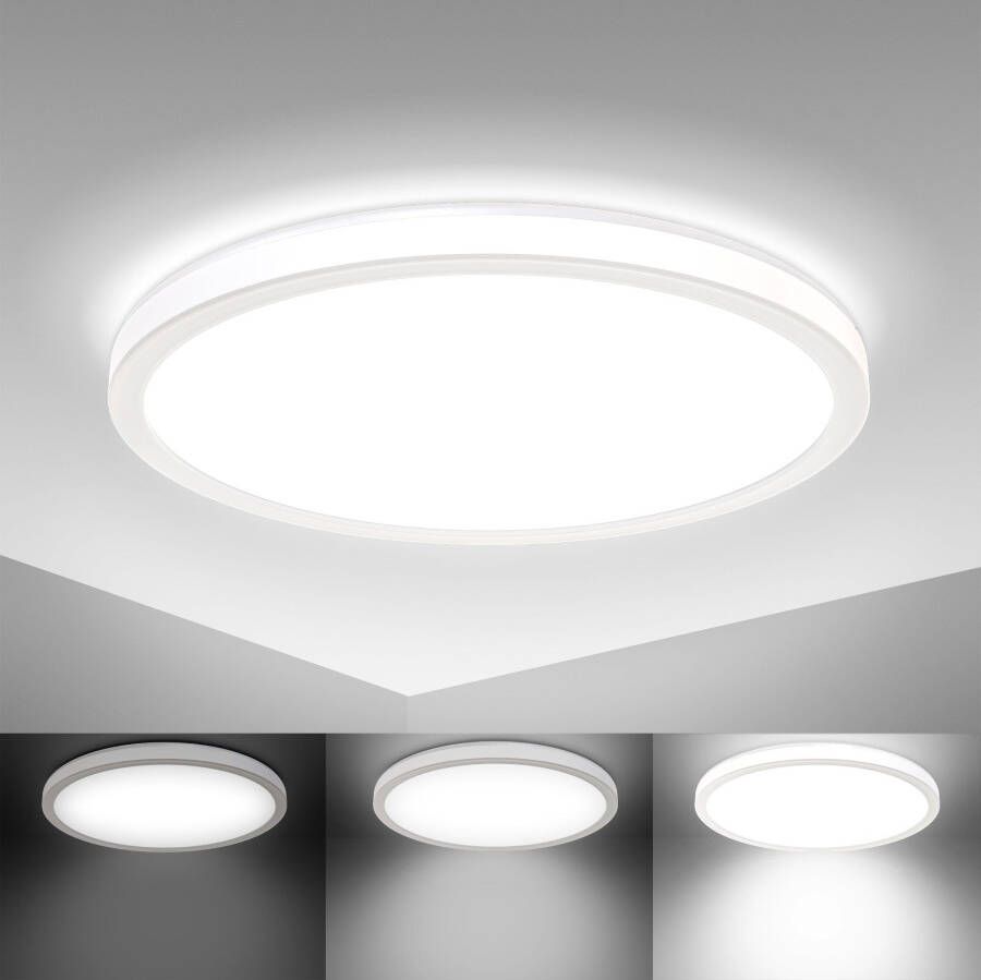 B.K.Licht Led-plafondlamp BK_DP1310 LED paneel dimbaar ultraplat indirect licht Geheugenfunctie neutraal wit licht 2.400lm 18 Watt 293x28mm (DxH) (1 stuk)