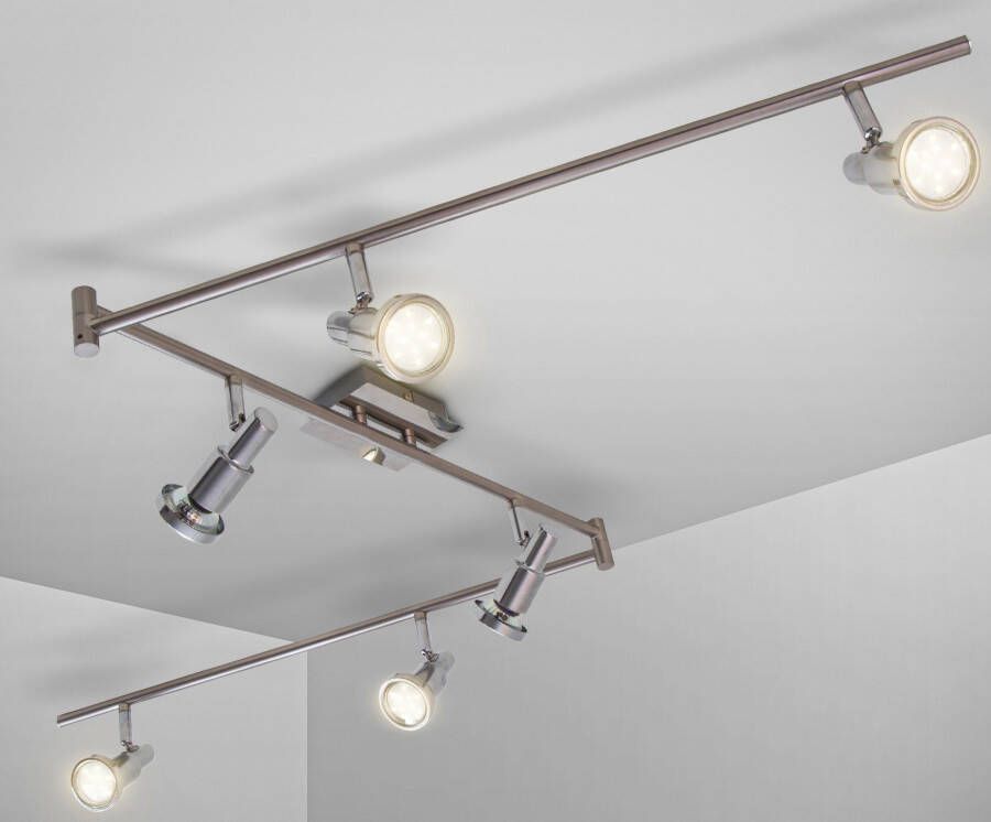 B.K.Licht Plafondspotje BK_DS1207 LED Deckenleuchte L: 1 8m 6x schwenkbare LED-Spots Metall (1 stuk)