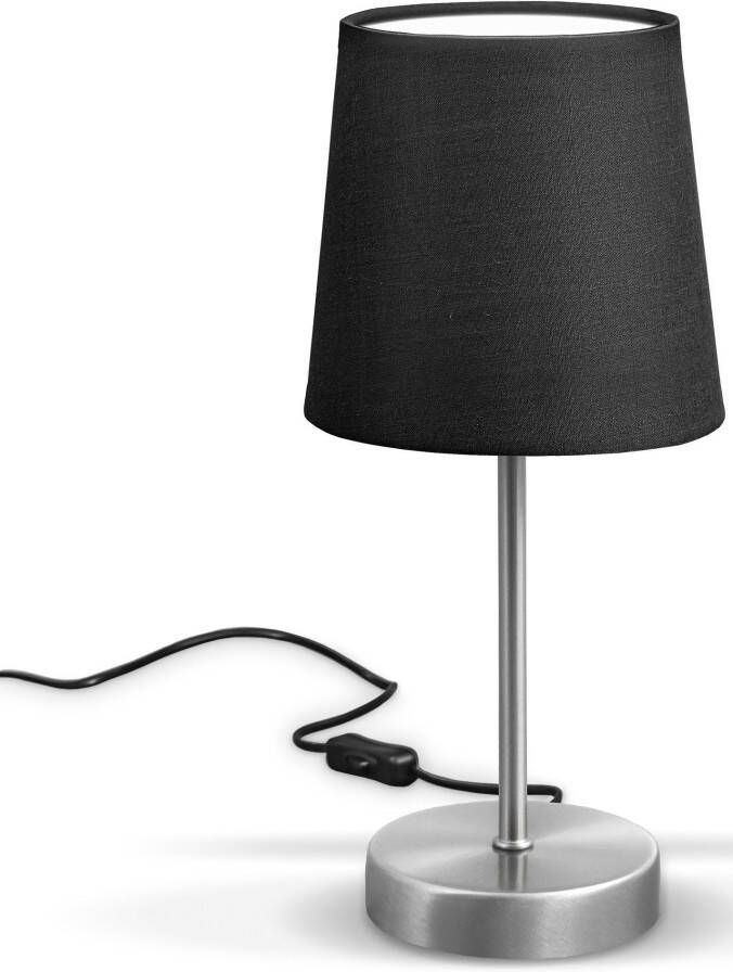 B.K.Licht Tafellamp BK_TL1301 tafellamp stoffen lamp zwart E14-fitting Zonder lampen bedlampje met schakelaar IP20 (1 stuk)