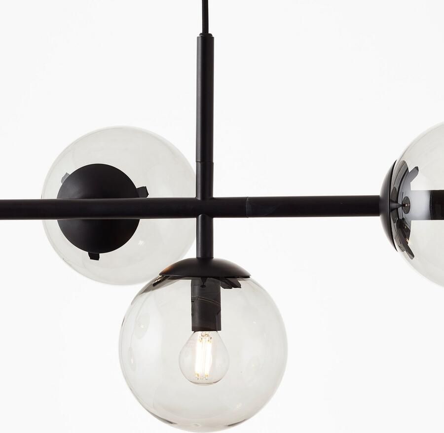 Brilliant Leuchten Hanglamp Ariol met rookglas 93 cm breed e14 inkortbaar metaal zwart (1 stuk)