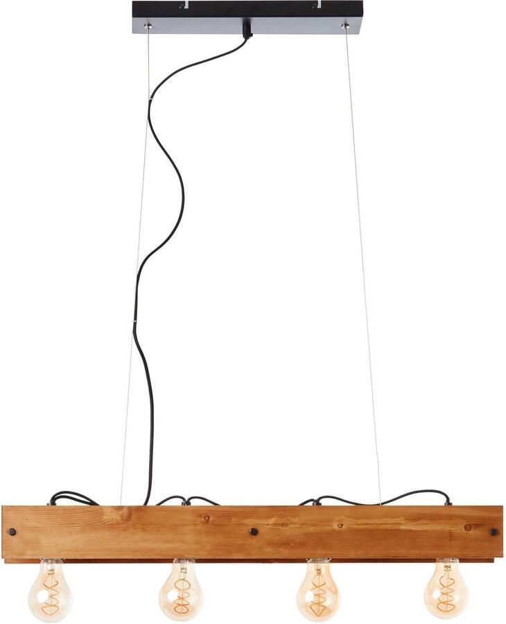 Brilliant Leuchten Hanglamp Calandra 150 cm hoogte 75 cm breedte 4 x e27 metaal hout zwart hout (1 stuk)