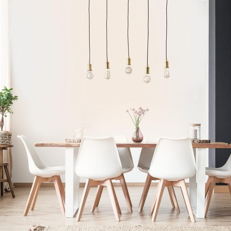 Brilliant Leuchten Hanglamp Darcia 133 x 35 x 95 cm 5 x e27 inkortbaar metaal messingkleurig zwart (1 stuk)