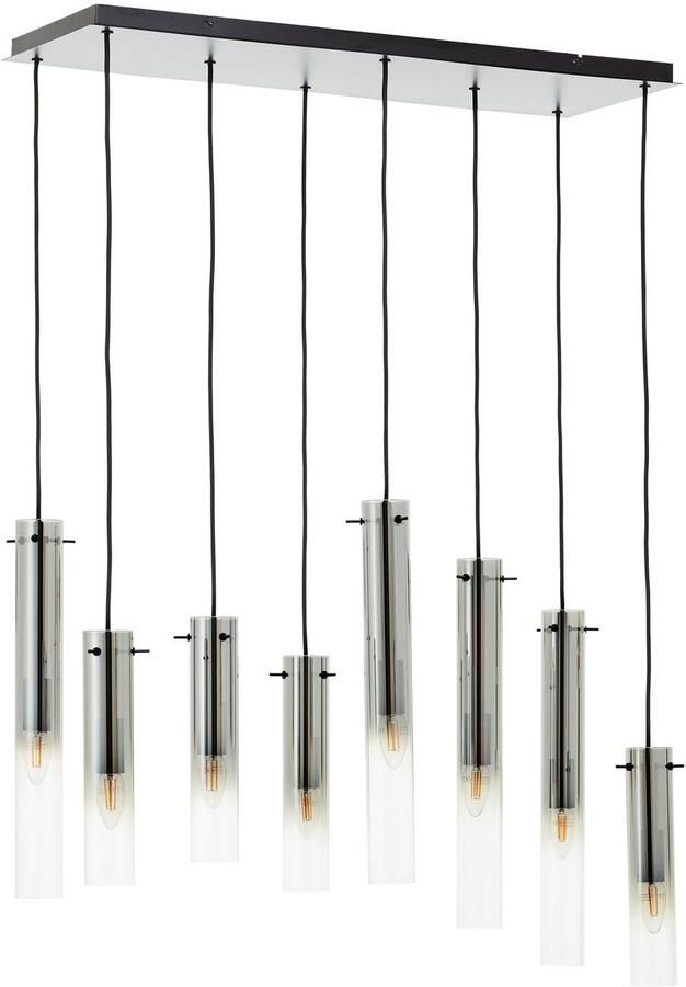 Brilliant Leuchten Hanglamp Glasini 199 x 80 x 30 cm 8 x e14 inkortbaar metaal rookglas mat zwart (1 stuk) - Foto 2