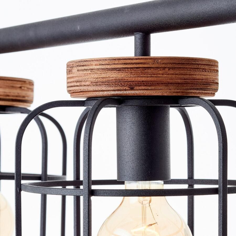 Brilliant Leuchten Hanglamp Gwen 158 x 20 x 115 cm 4 x e27 inkortbaar metaal hout zwart bruin (1 stuk)