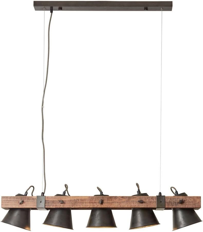 Brilliant Leuchten Hanglamp PLOW Hanglamp 5-lichts zwenkbaar staal hout (1 stuk)