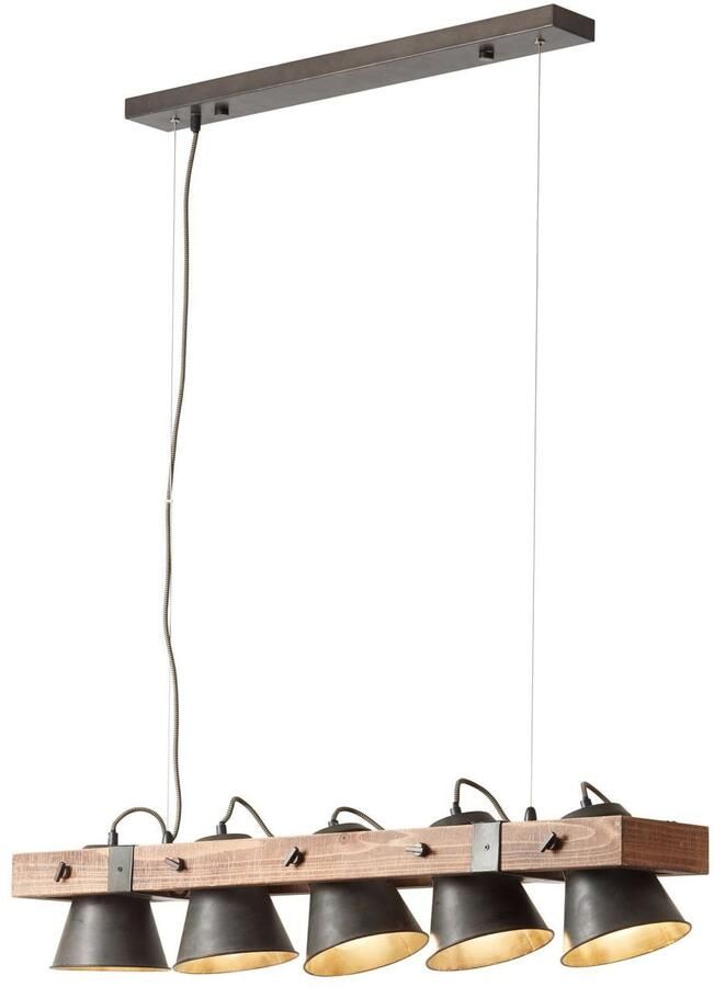 Brilliant Leuchten Hanglamp PLOW Hanglamp 5-lichts zwenkbaar staal hout (1 stuk) - Foto 5