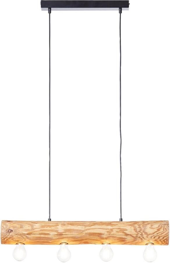 Brilliant Leuchten Hanglamp TRABO 105 cm hoogte 70 cm breedte 4 x e27 in te korten hout metaal grenen gebeitst (1 stuk)