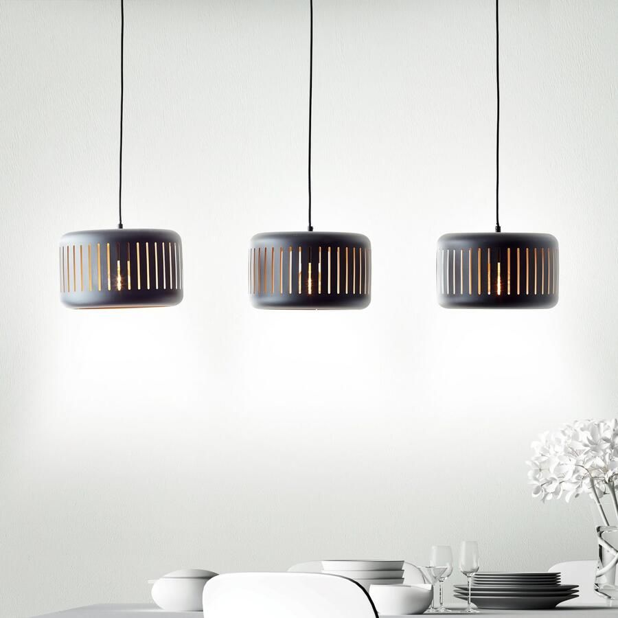 Brilliant Leuchten Hanglamp Tyas 120 x 110 x 27 cm 3 x e27 inkortbaar metaal zwart goudkleurig (1 stuk)