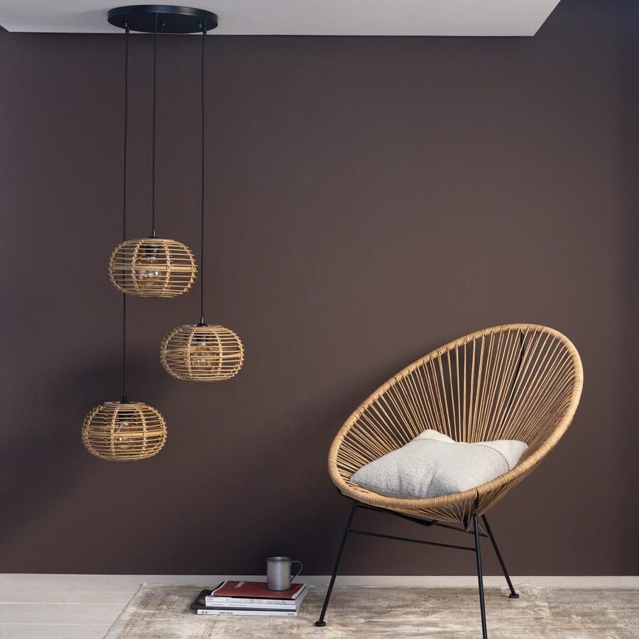 Brilliant Leuchten Hanglamp Woodball 3-vlamige bamboe hanglamp 3 x e27 max. 40 w 142 cm d 57 cm (1 stuk)